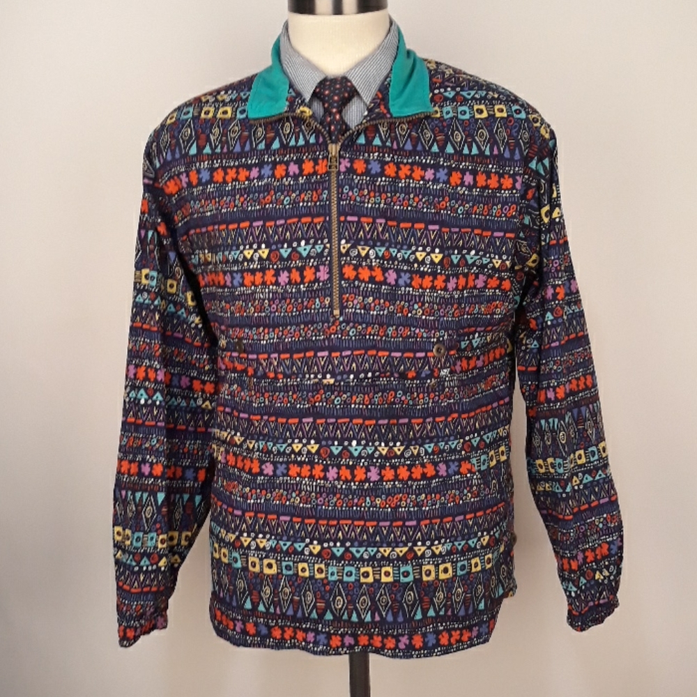 NIKE Abstract Multicolor Medium Mens Half Zip Pullover Jacket 90s VTG‎ RARE